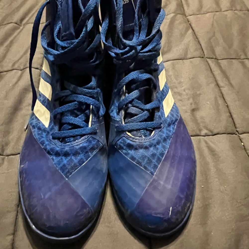 Adidas Navy and White High-Top wrestling Sneakers